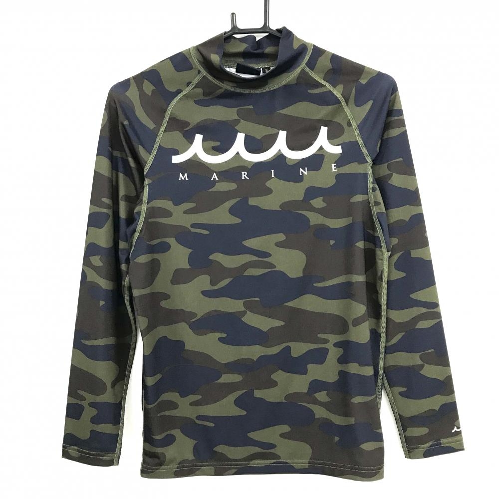 【超美品】ムータマリン ハイネックインナーシャツ カーキ×ネイビー カモフラ 迷彩  メンズ S ゴルフウェア muta