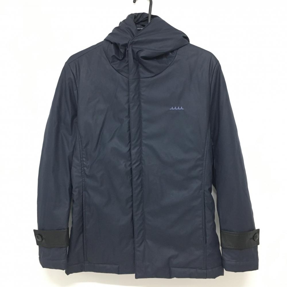 【超美品】ムータマリン×ACANTHUS 中綿フード付ジャケット ネイビー コート ロゴ刺しゅう メンズ S ゴルフウェア muta