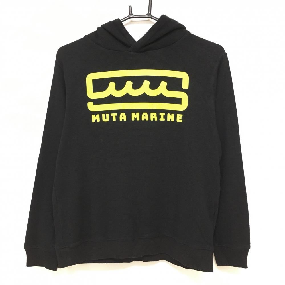 ムータマリン パーカー 黒×蛍光イエロー ロゴプリント  メンズ 4(S) ゴルフウェア 2024年モデル muta