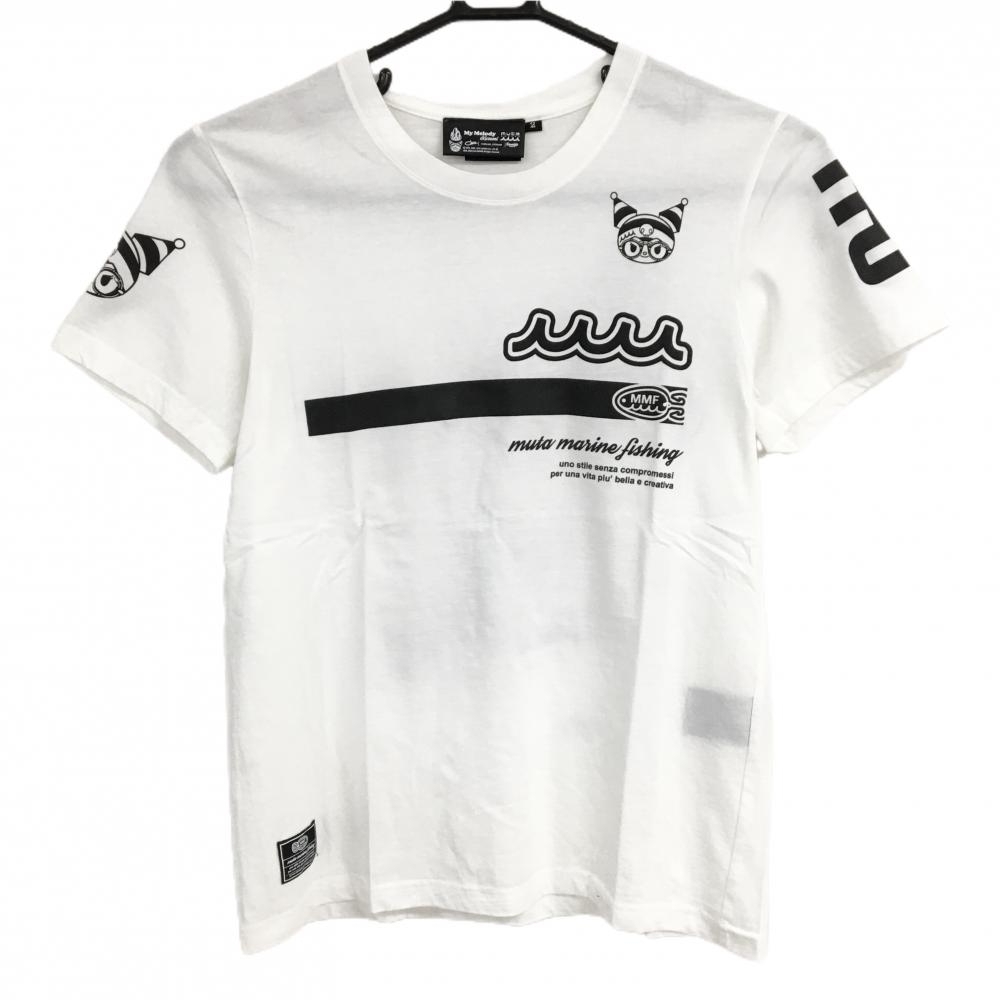 【超美品】ムータマリン×マイメロディ Tシャツ 白×黒 バックプリント レディース 2(M) ゴルフウェア 2024年モデル muta