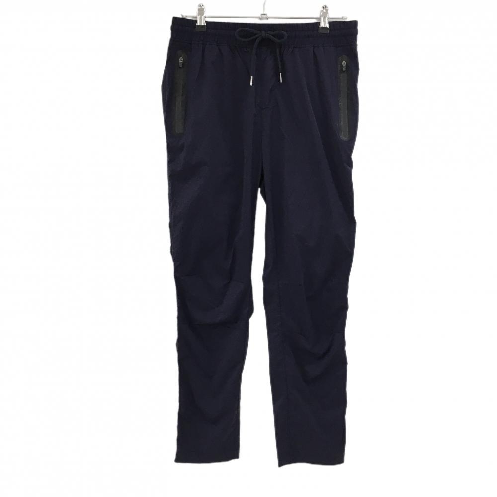 【美品】ムータマリン ナイロンパンツ ネイビー シャカシャカ 裾ロゴ レディース L ゴルフウェア muta