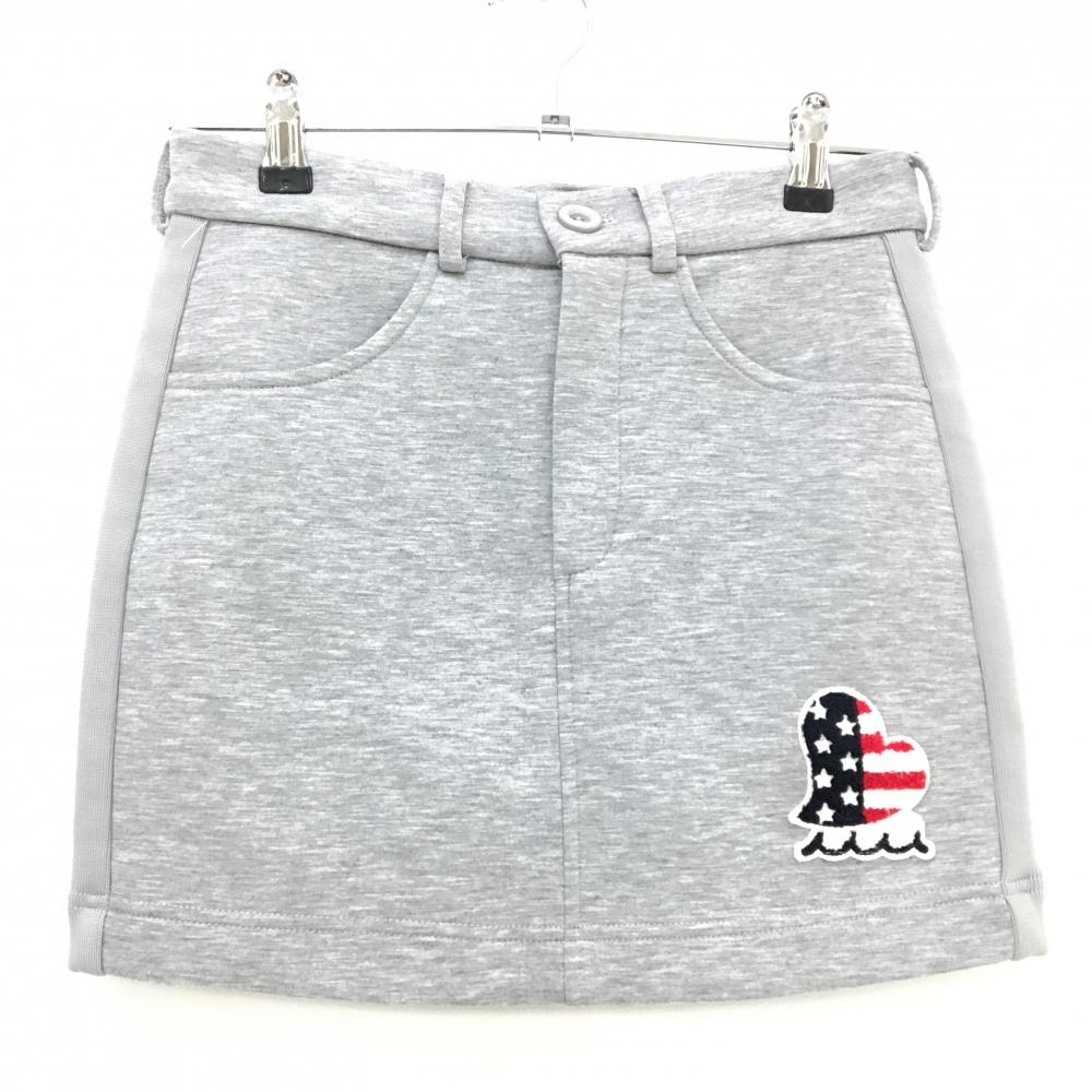 【超美品】ムータマリン スカート 杢グレー ダンボールニット 内側インナーパンツ レディース S ゴルフウェア muta