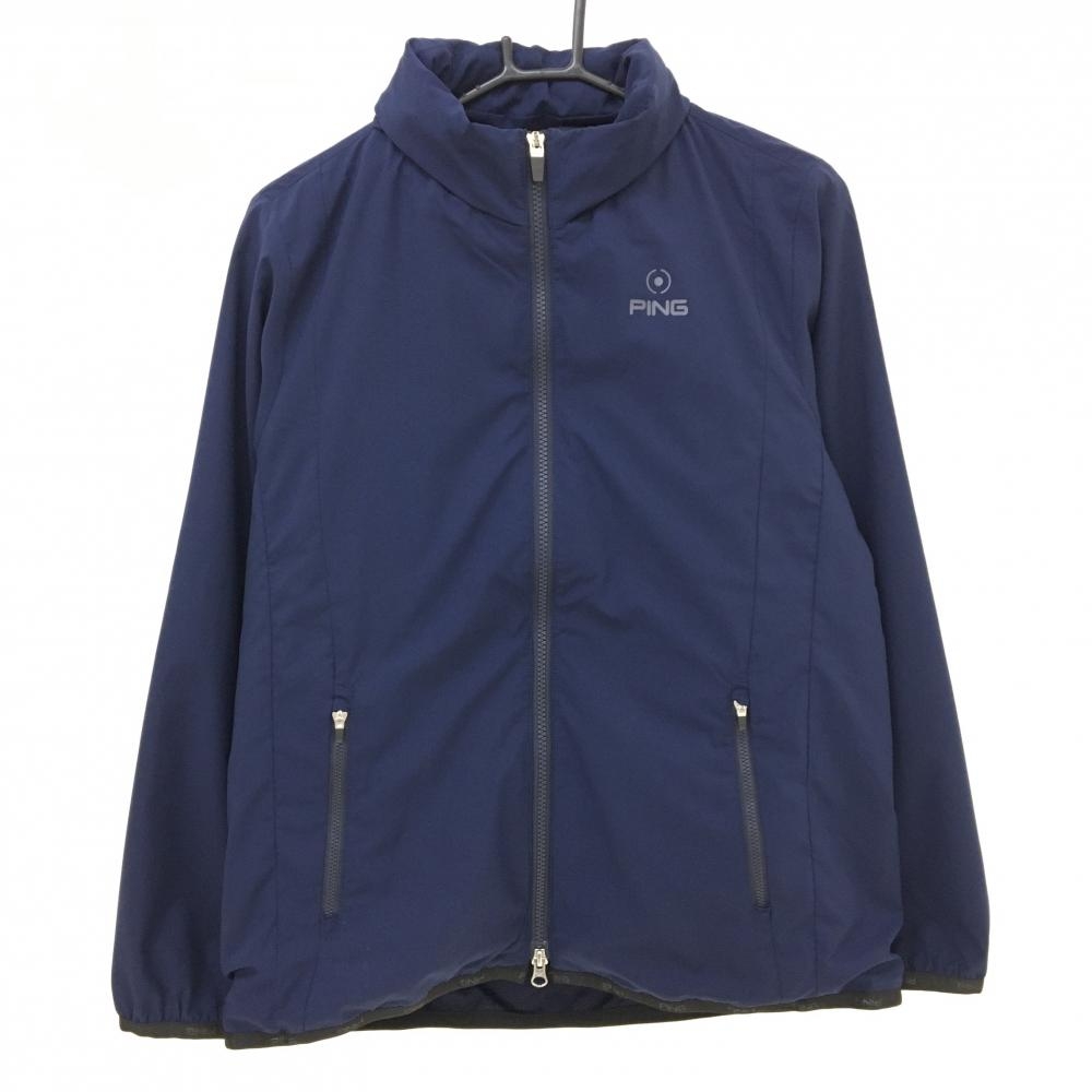 【美品】ピン ライナー付ジャケット ネイビー フリースベスト フード収納  メンズ L ゴルフウェア PING