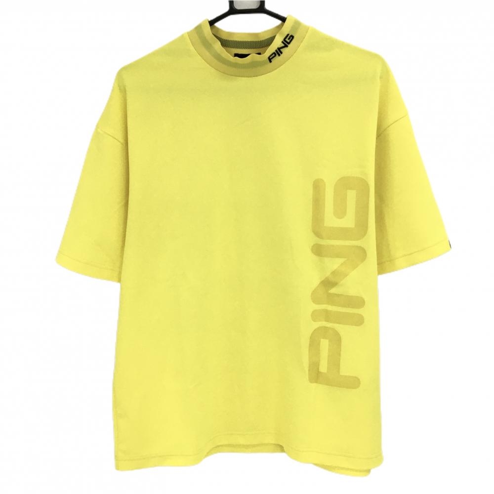 【超美品】ピン 半袖ハイネック イエロー フロントロゴ  メンズ L ゴルフウェア 2025年モデル PING