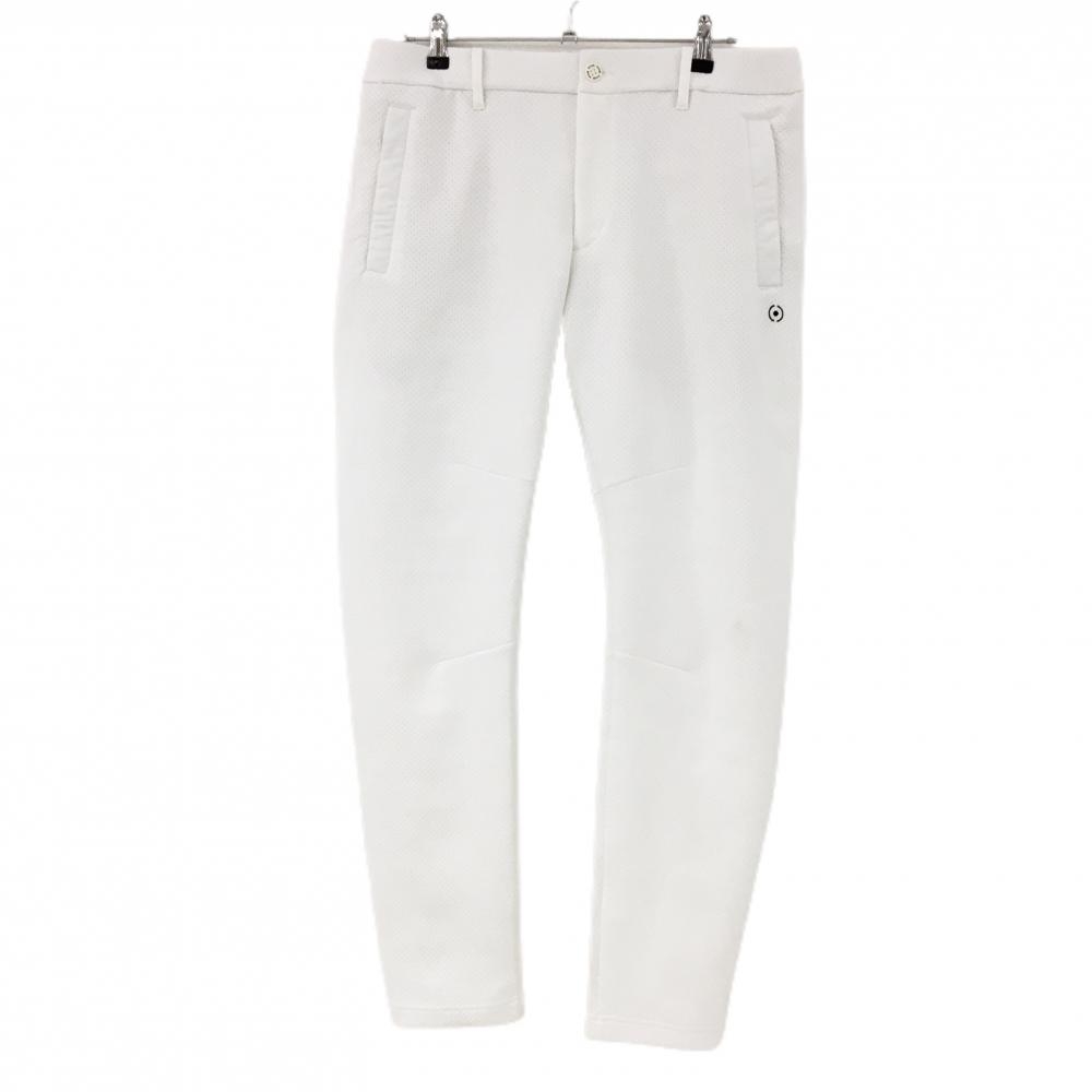 【美品】ピン パンツ 白 ドット調 パンチング風 バックロゴ刺しゅう メンズ LL ゴルフウェア PING