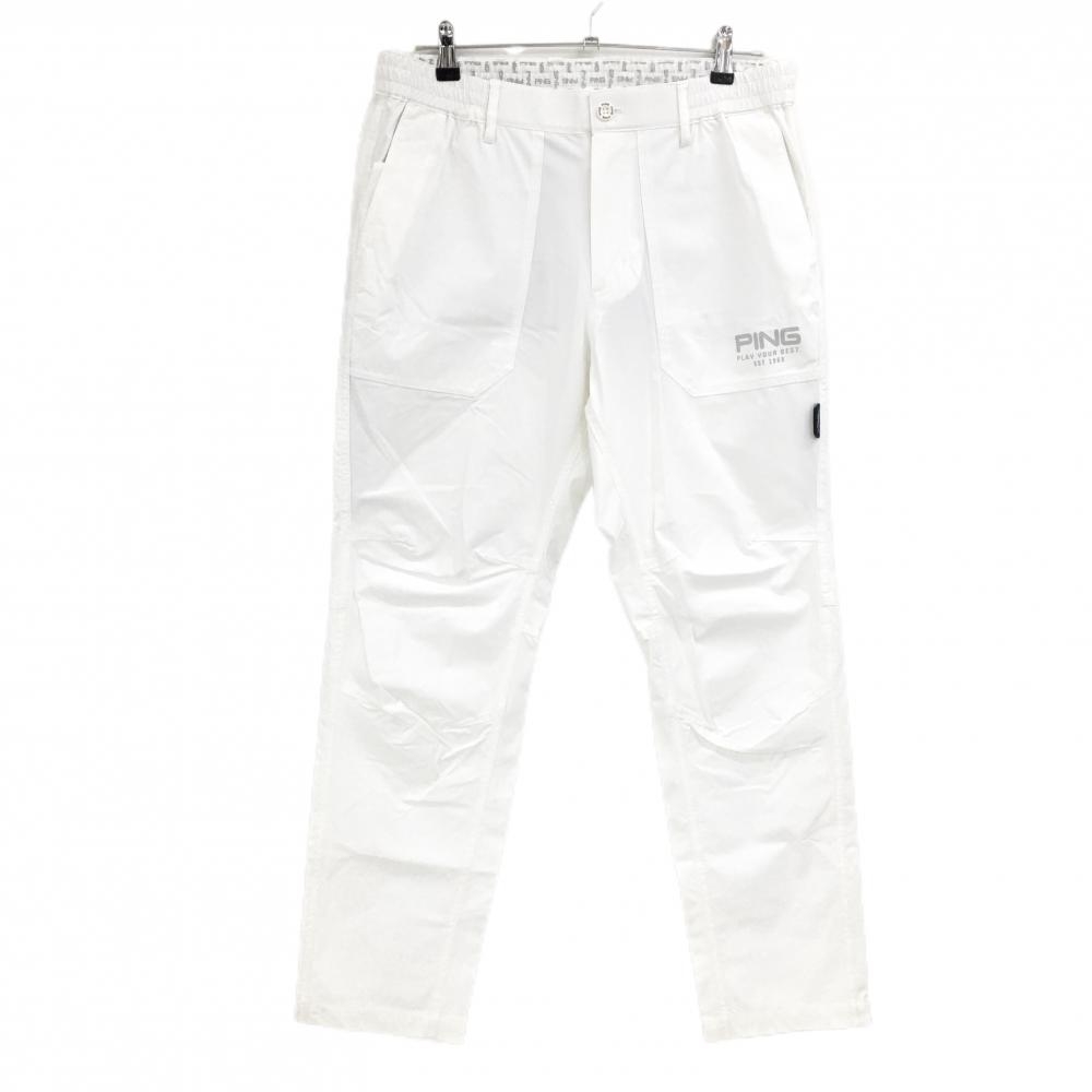 【超美品】ピン ナイロンパンツ 白×黒 サイドジップ英字 CORDURA ストレッチ メンズ LL ゴルフウェア 2025年モデル PING