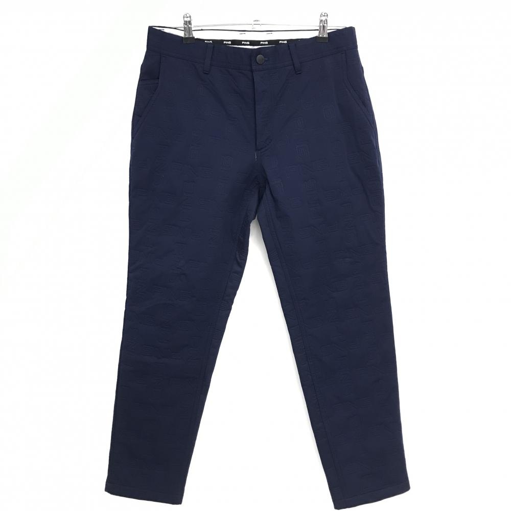 ピン パンツ ネイビー ロゴ総柄型押し 裏起毛 メンズ M ゴルフウェア 2023年モデル PING