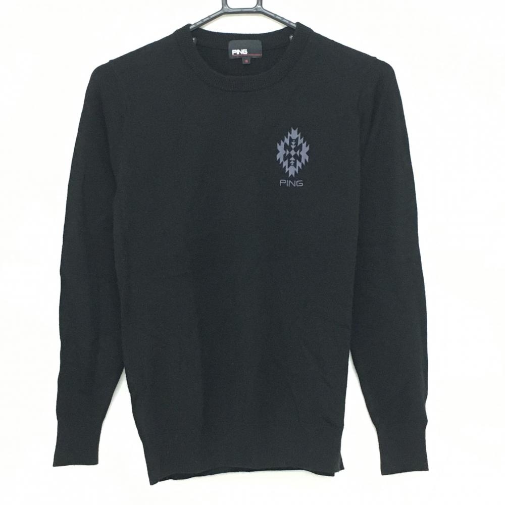 【超美品】ピン セーター 黒 ロゴ ニット  レディース S ゴルフウェア PING