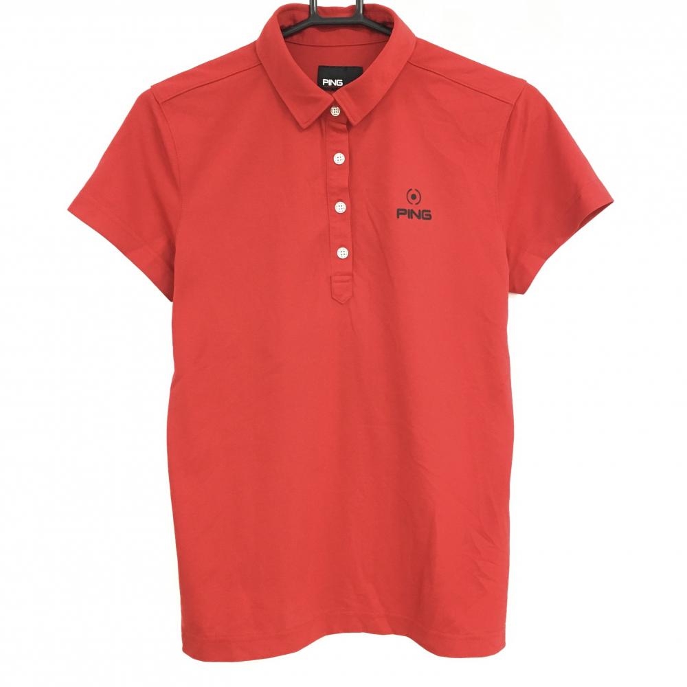 【超美品】ピン 半袖ポロシャツ レッド×黒　背面センターライン レディース L ゴルフウェア PING