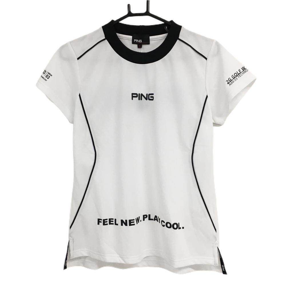 【新品】ピン Tシャツ 白×黒 パイピングライン  レディース M ゴルフウェア PING