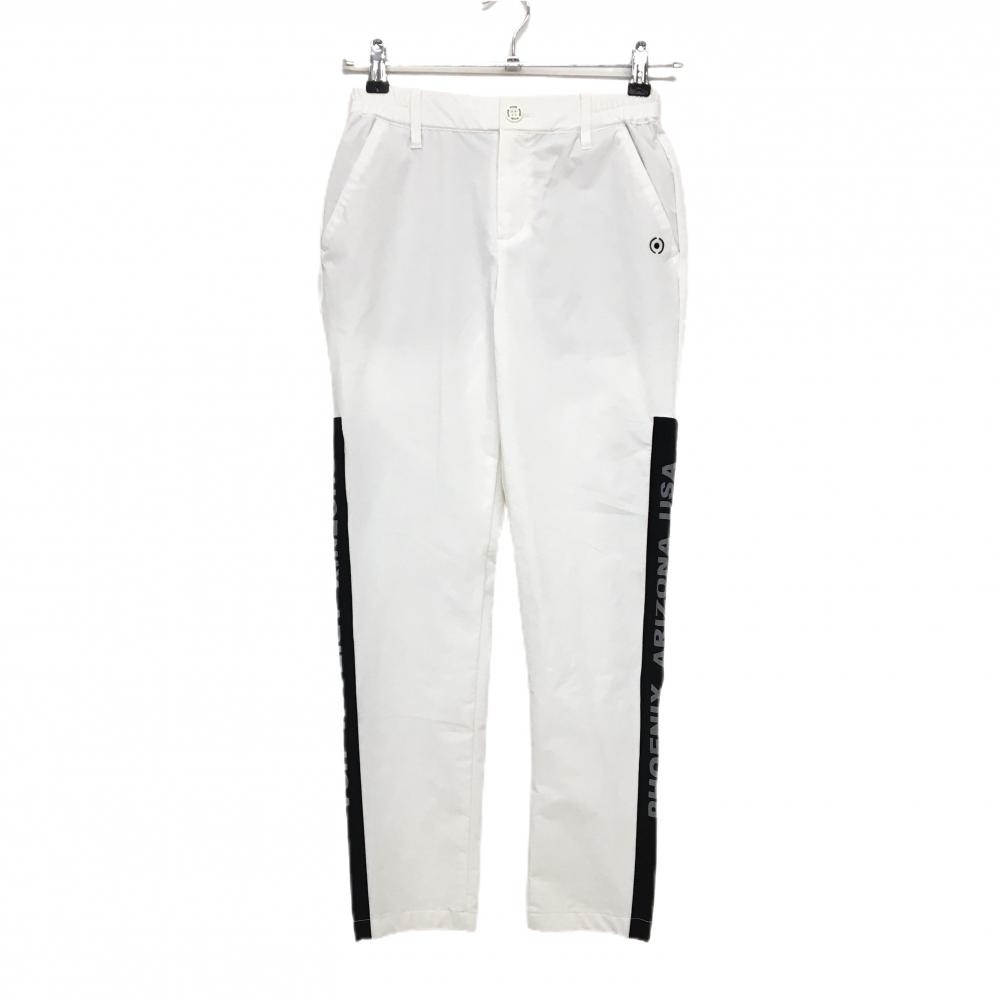 【超美品】ピン パンツ 白×黒 サイドロゴ ストレッチ CORDURA ナイロン混 レディース SS ゴルフウェア 2023年モデル PING