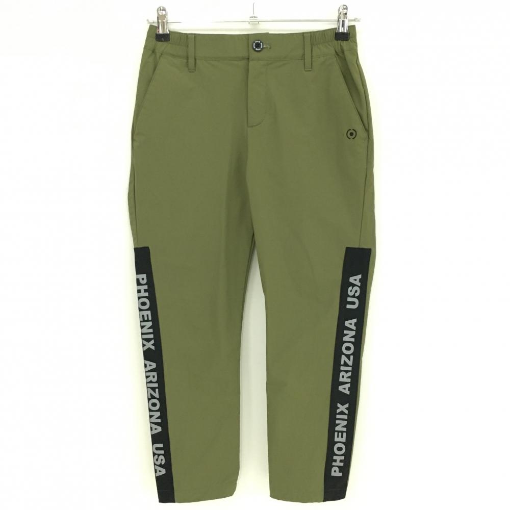 【超美品】ピン パンツ カーキ×黒 裾サイドライン ストレッチ ナイロン混  レディース S ゴルフウェア PING