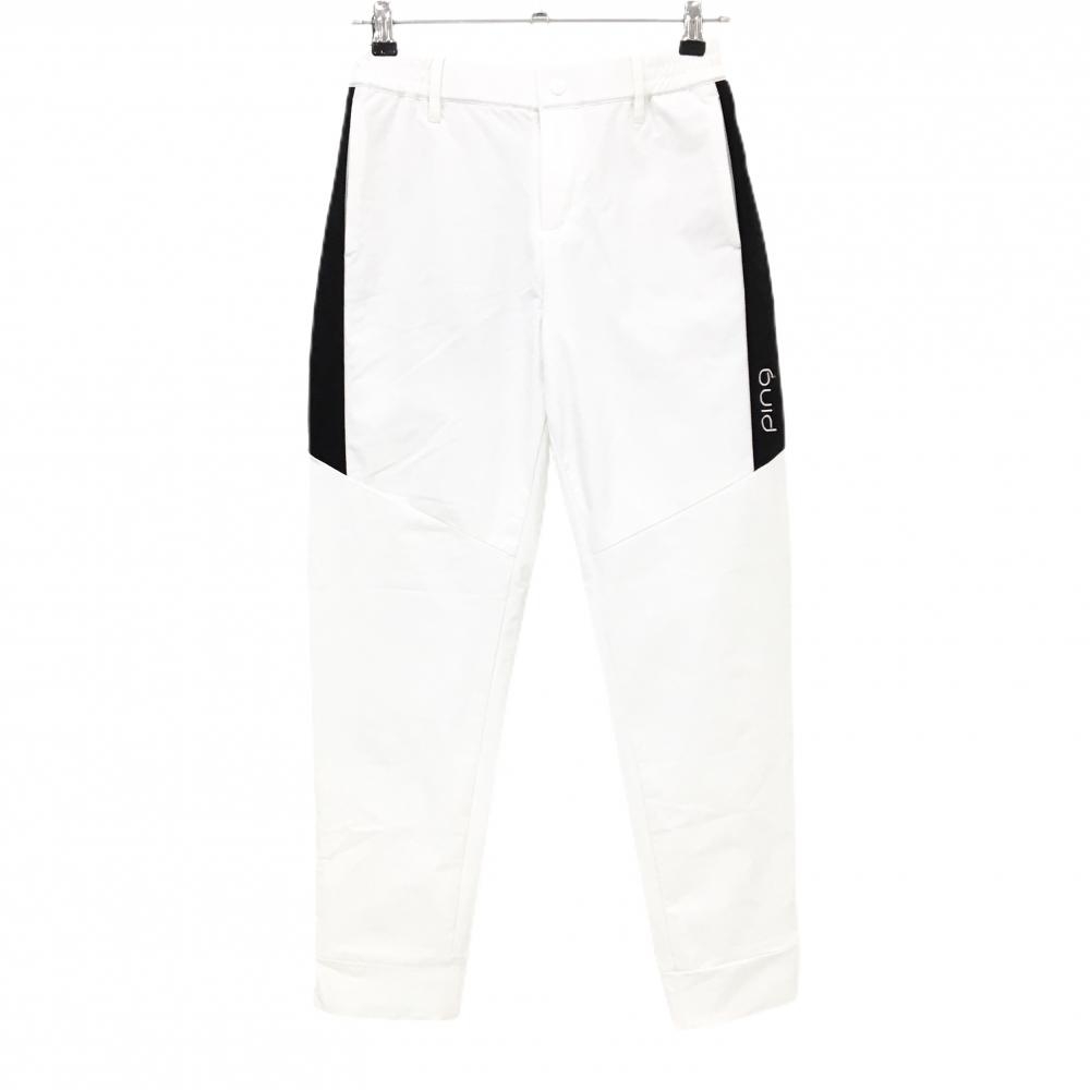 ピン パンツ 白×黒 サイド一部ライン ウエスト一部ゴム CORDURA ストレッチ  レディース S ゴルフウェア 2024年モデル PING