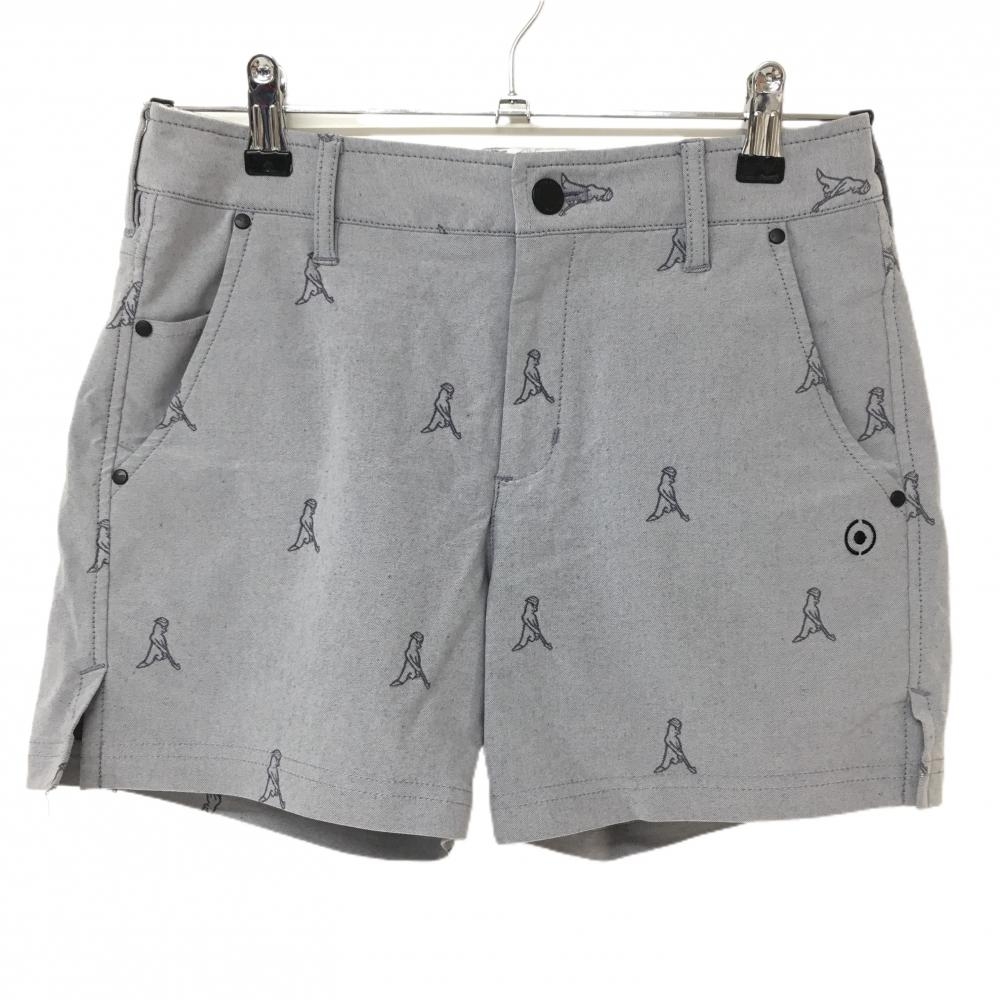 【超美品】ピン ショートパンツ ライトグレー 総柄 ストレッチ レディース S ゴルフウェア PING