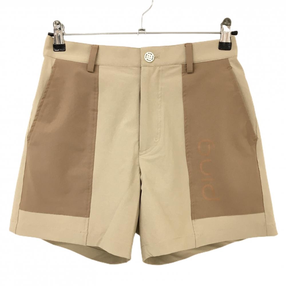 【超美品】ピン ショートパンツ ベージュ×ブラウン フロントロゴ 後ろ刺しゅう レディース M ゴルフウェア PING