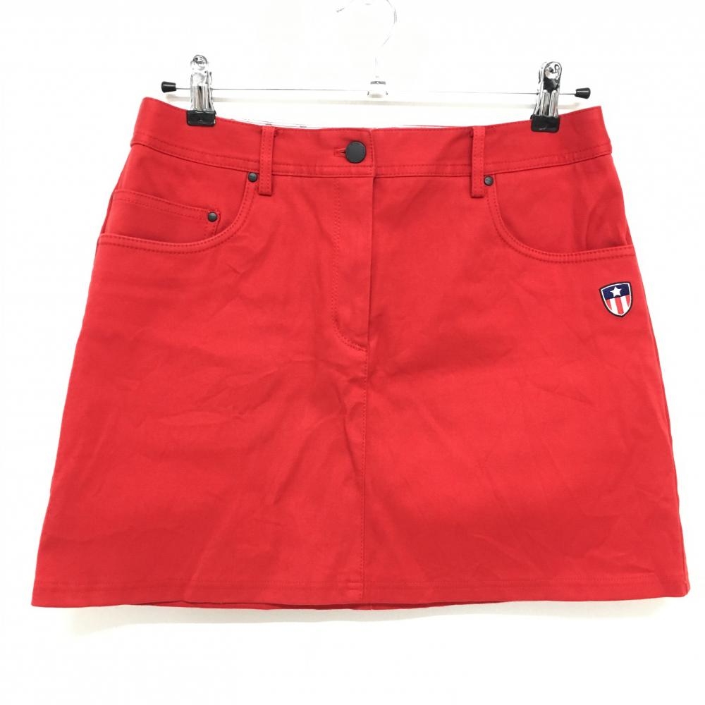 【超美品】ピン スカート レッド シンプル ストレッチ レディース LL ゴルフウェア PING