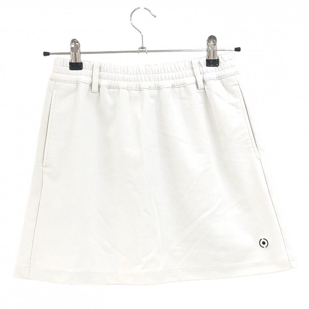 【美品】ピン ストレッチスカート 白 ウエストゴム＆調節紐 裏地付 レディース S ゴルフウェア PING
