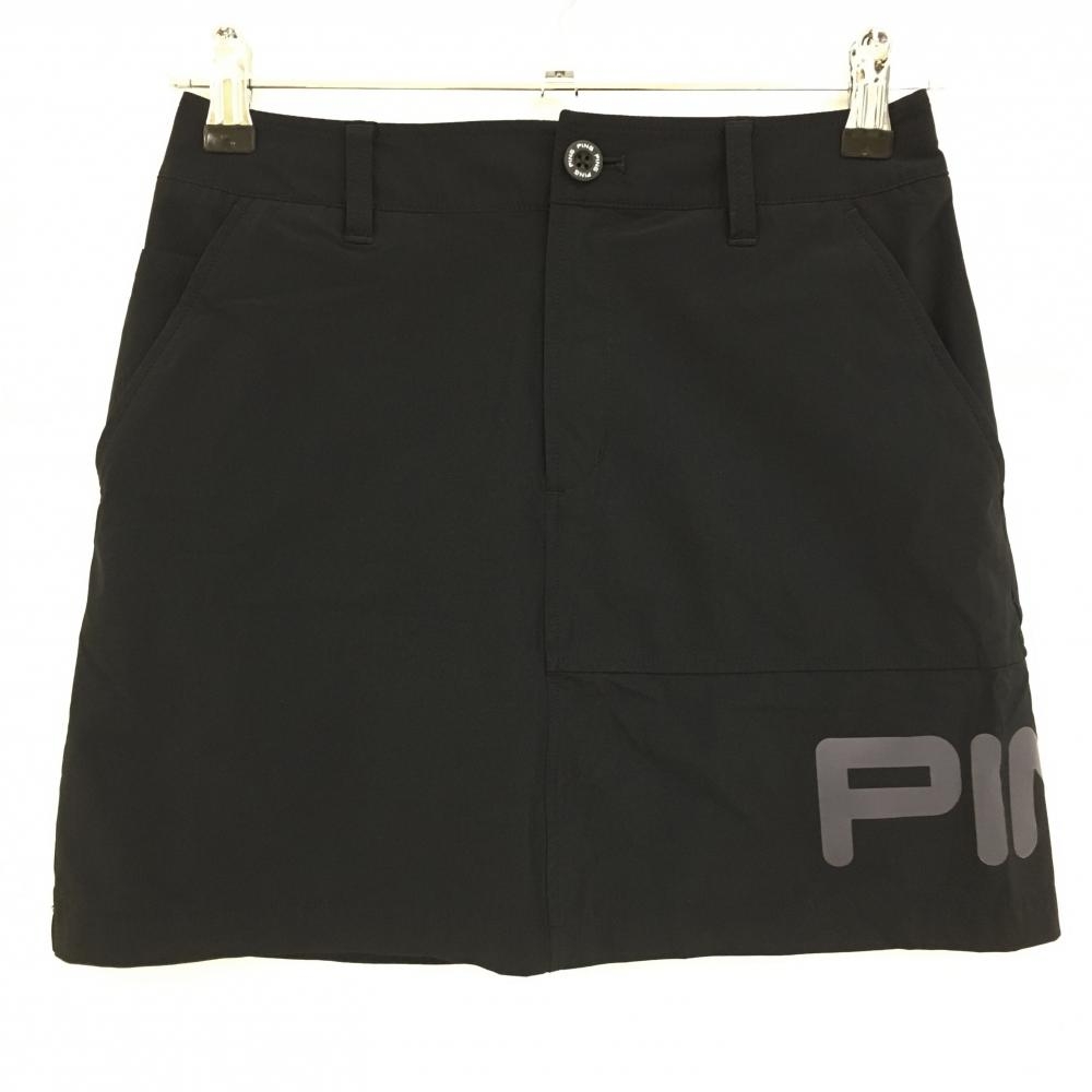 【美品】ピン スカート 黒×グレー 裾ロゴ  レディース SS ゴルフウェア PING