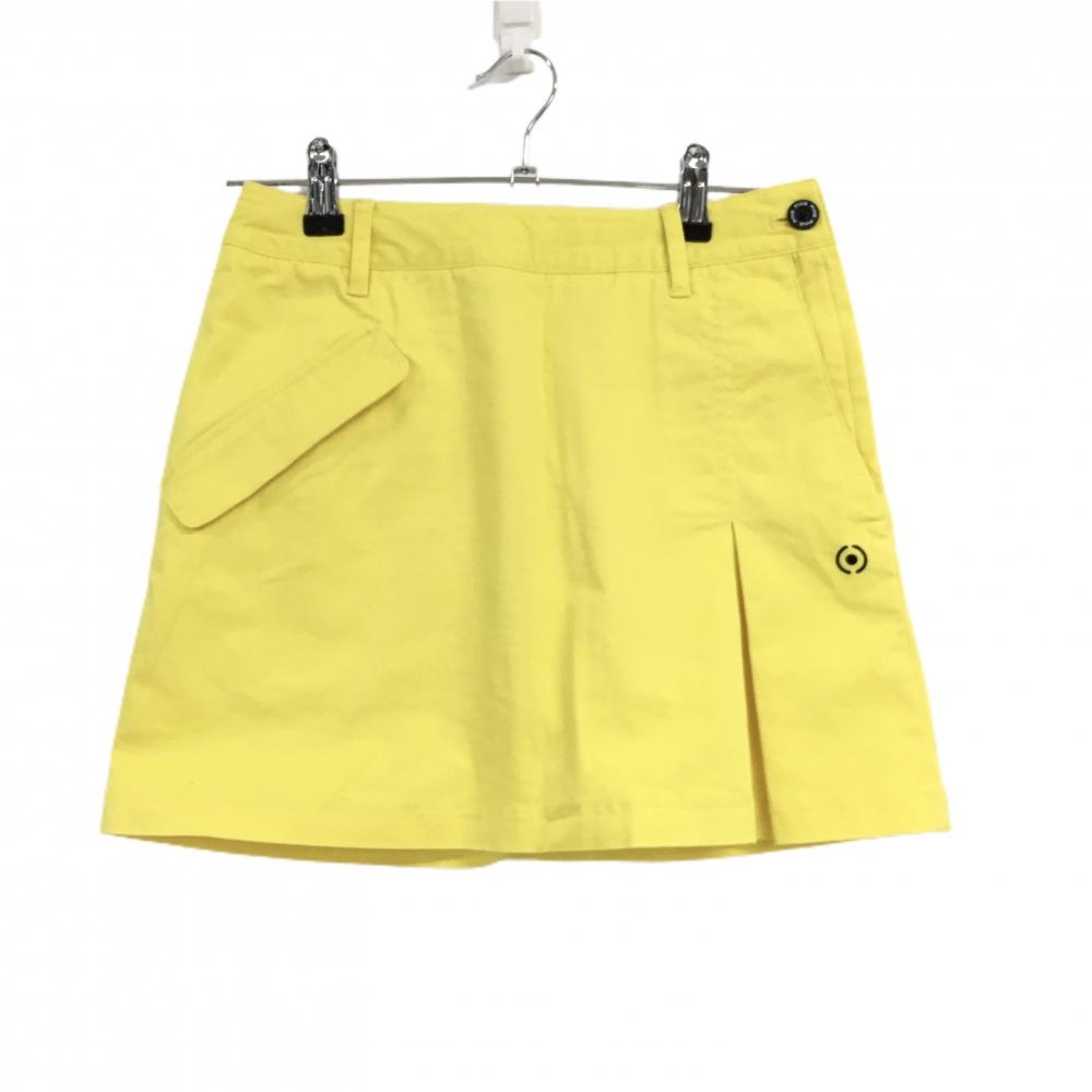 【美品】ピン スカート イエロー ロゴネイビー レディース SS ゴルフウェア PING