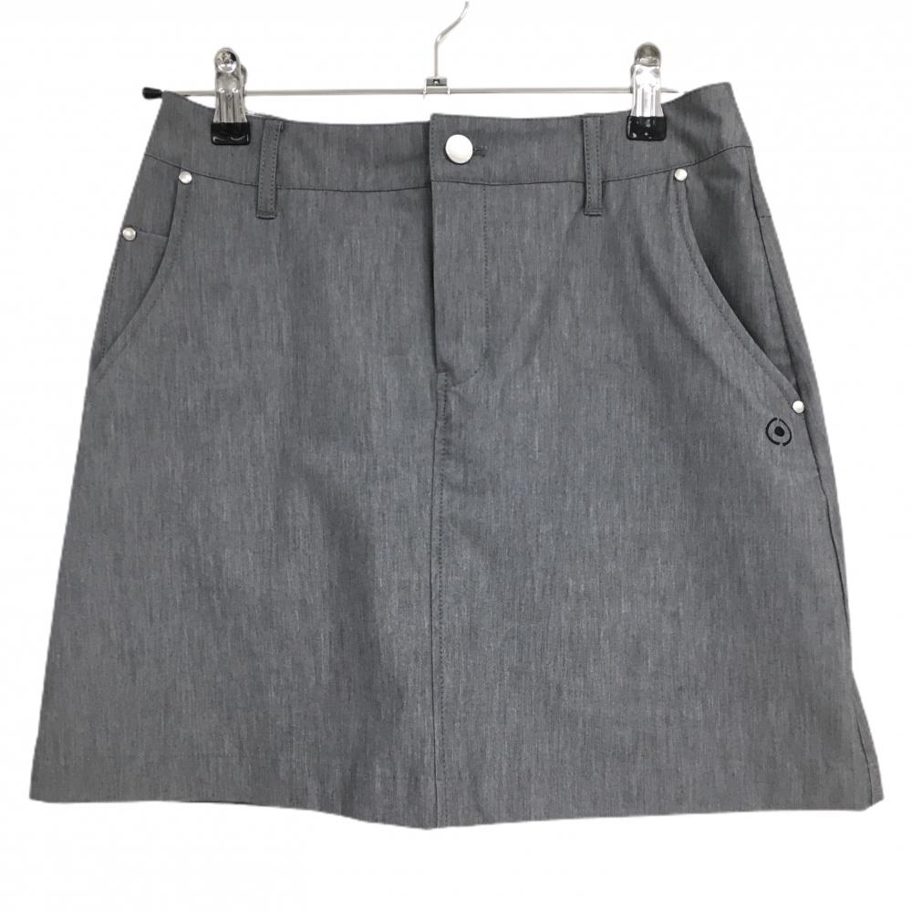 【超美品】ピン スカート グレー ストレッチ ロゴネイビー レディース S ゴルフウェア 2023年モデル PING