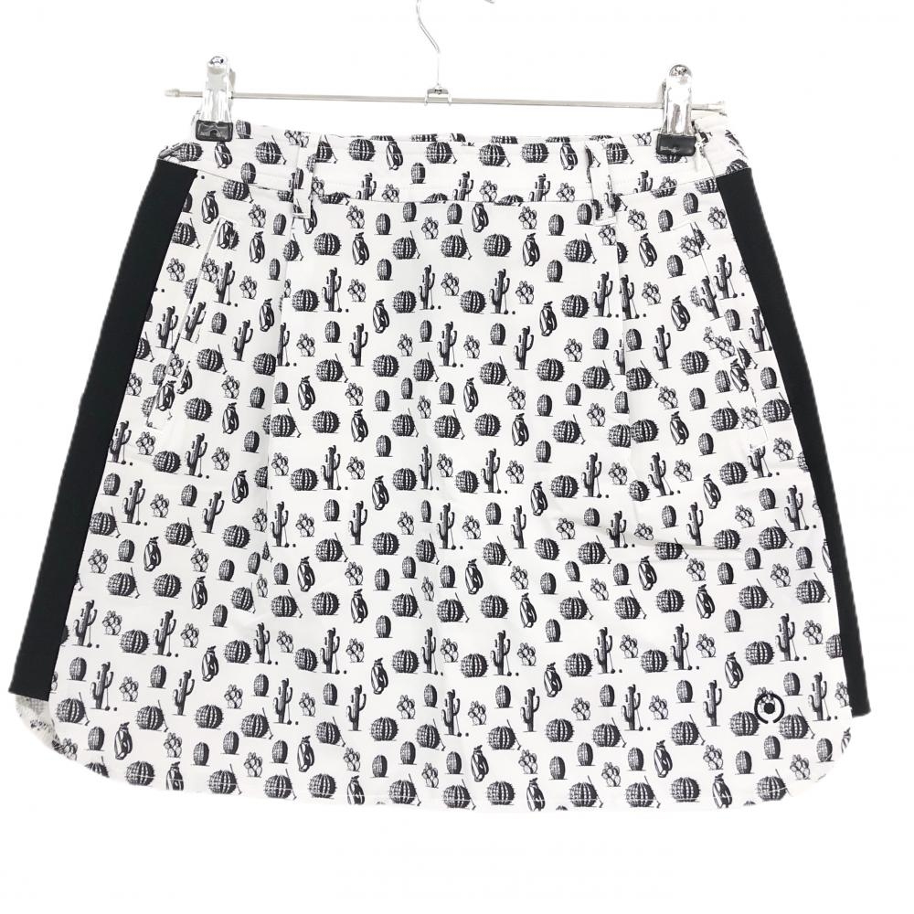 【新品】ピン スカート 白×黒 サボテン柄 撥水 ストレッチ レディース S ゴルフウェア PING