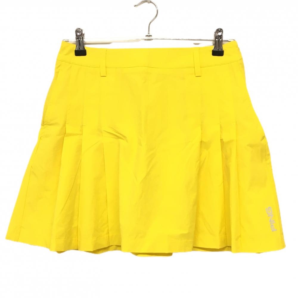 【超美品】ピン スカート イエロー サイドプリーツ ストレッチ レディース M ゴルフウェア PING