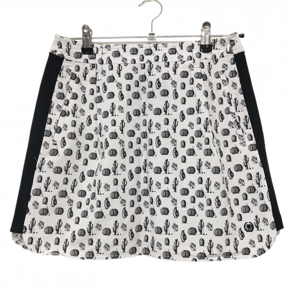 【美品】ピン スカート ライトグレー×黒 サボテン柄 薄手  レディース S ゴルフウェア PING