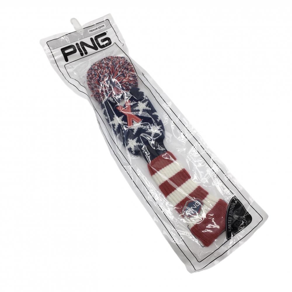 【新品】ピン ヘッドカバー(UT) ネイビー×レッド ボンボン付き ユーティリティ UT ゴルフ PING
