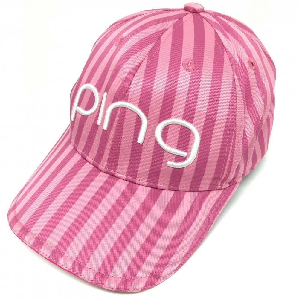 【美品】ピン キャップ ピンク ストライプ  フリー ゴルフウェア PING