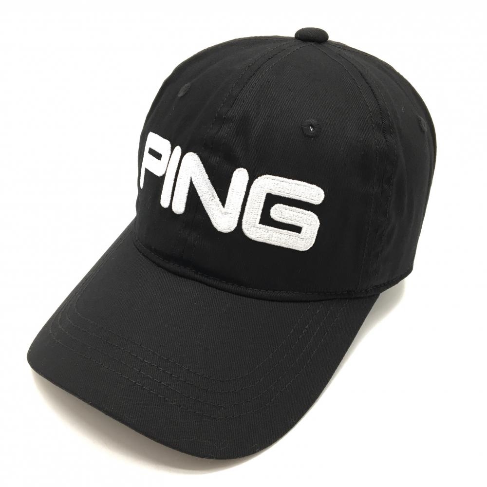 【新品】ピン キャップ 黒×白 ロゴ刺しゅう ONE SIZE FITS ALL   ゴルフウェア PING