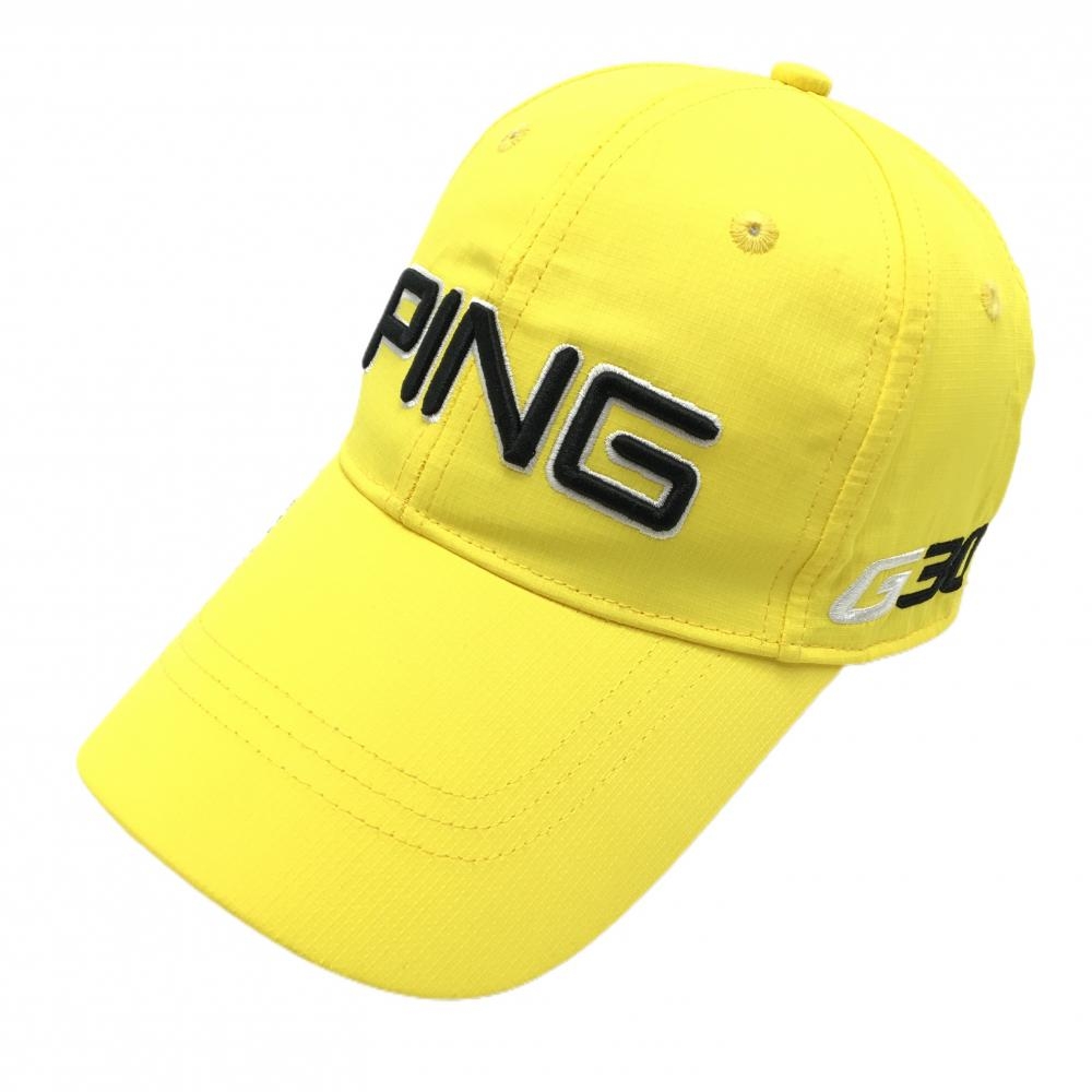 【美品】ピン キャップ イエロー×ネイビー 立体ロゴ    ゴルフウェア PING