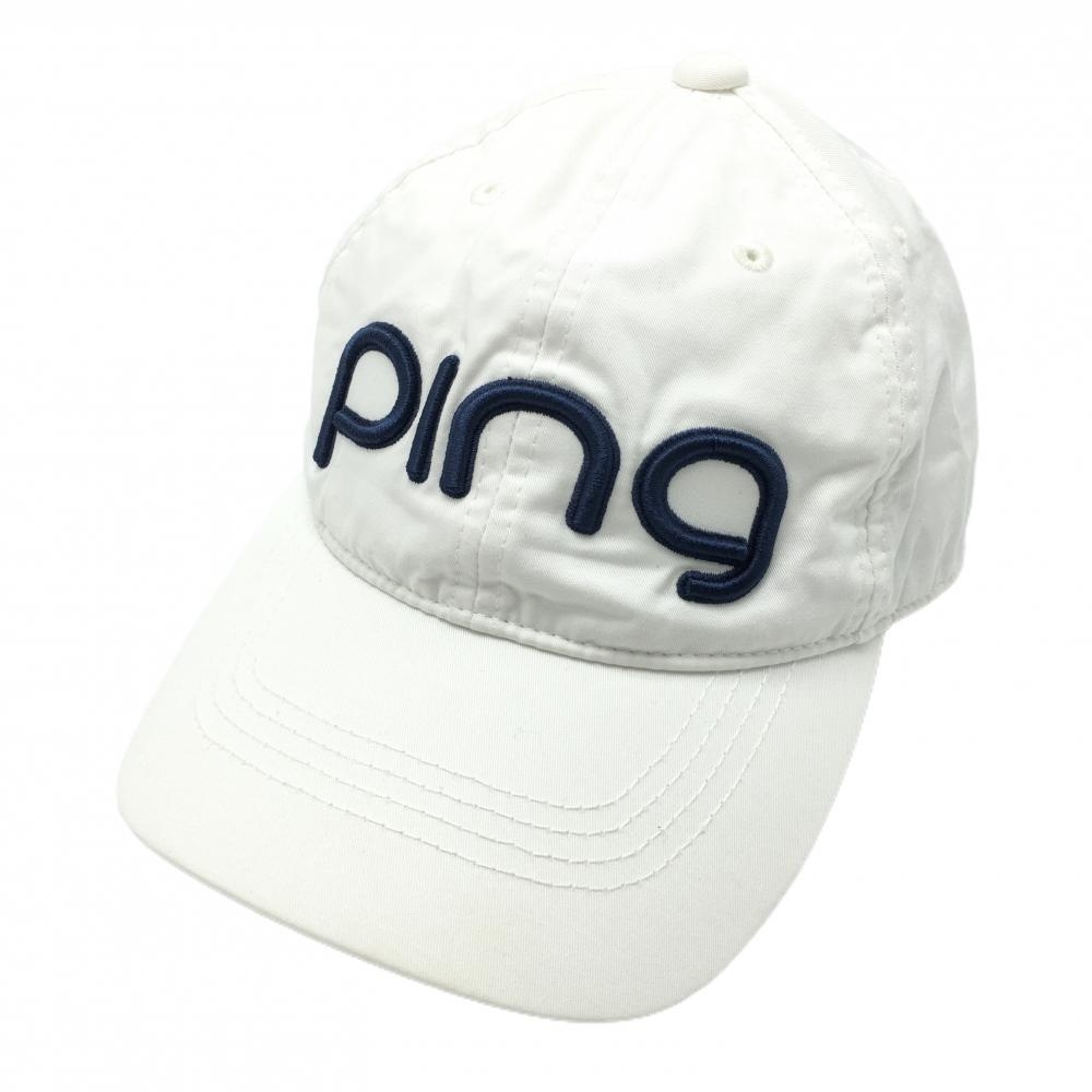 ピン キャップ 白×ネイビー ロゴ刺しゅう ONE SIZE FITS ALL   ゴルフウェア PING