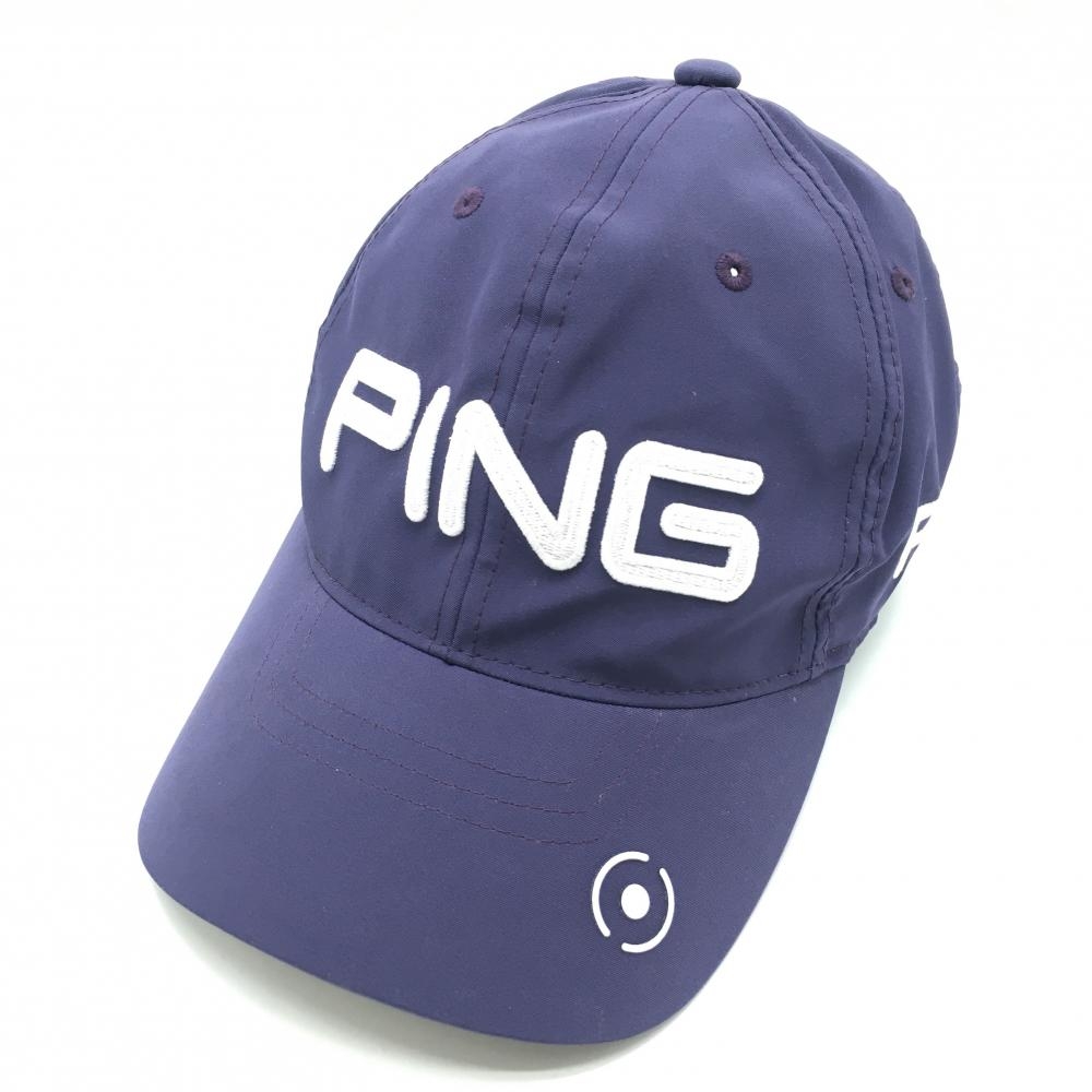 ピン キャップ パープルネイビー×白 ビッグロゴ刺しゅう   ゴルフウェア PING