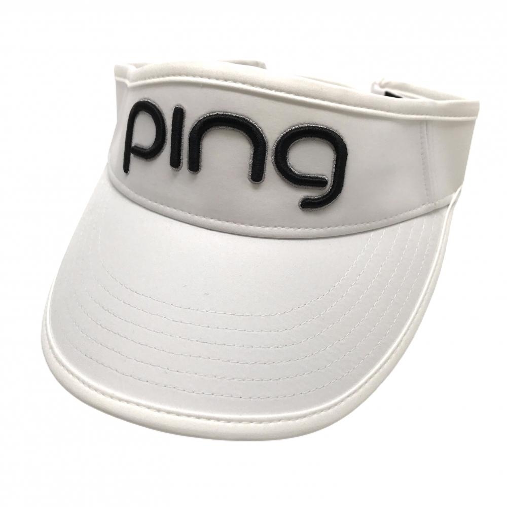 【新品】ピン サンバイザー 白×黒 立体ロゴ 撥水 ONE SIZE FITS ALL   ゴルフウェア PING