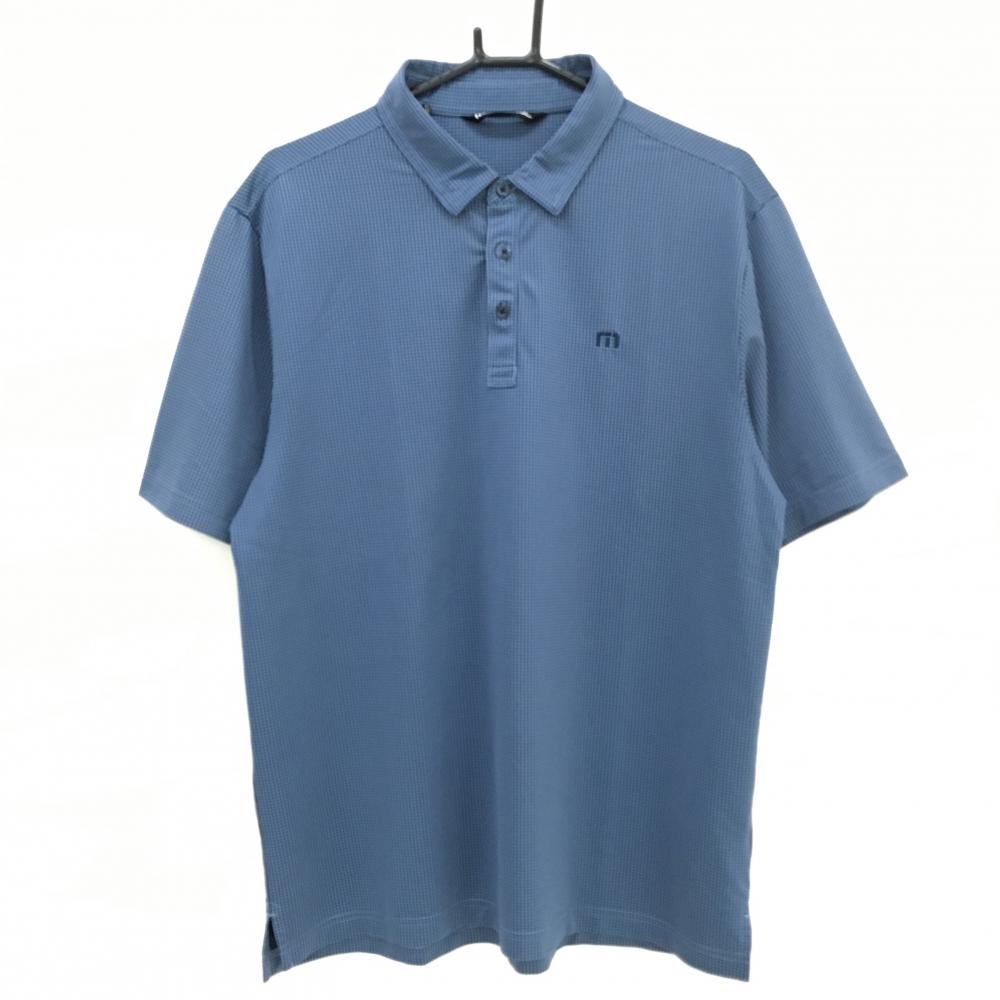 【超美品】トラヴィスマシュー 半袖ポロシャツ ネイビー×黒 チェック メンズ L ゴルフウェア TravisMathew