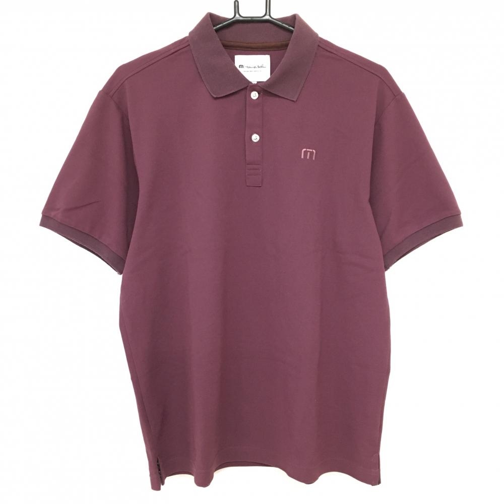 トラヴィスマシュー 半袖ポロシャツ ボルドー ロゴ刺しゅう メンズ XL ゴルフウェア TravisMathew