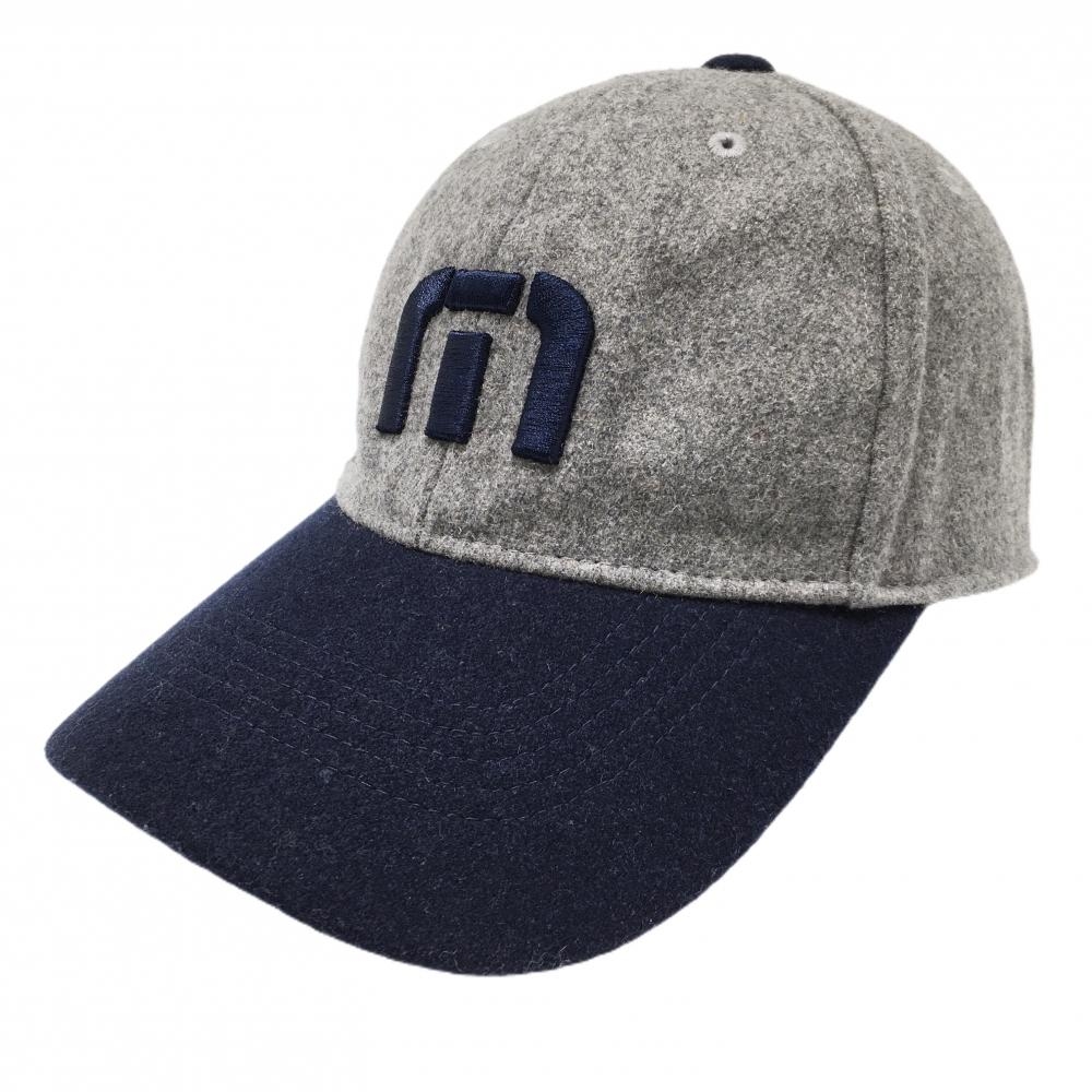 【超美品】トラヴィスマシュー キャップ グレー×ネイビー ウール混 立体ロゴ    ゴルフウェア TravisMathew