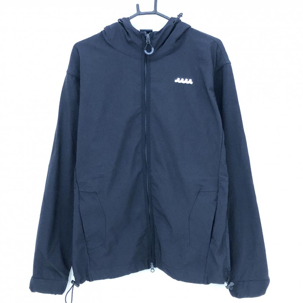 【美品】ムータマリン ジャケット ダークネイビー 裏微起毛 シリコンロゴ 内側・背面右裾毛羽立ち メンズ 6(L) ゴルフウェア muta