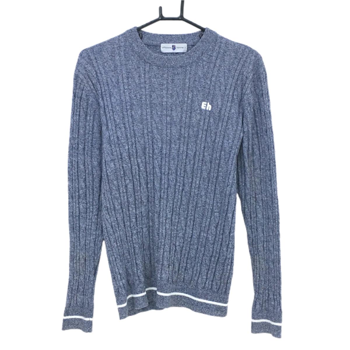 エフィカスオム セーター 杢ネイビー ロゴ白 コットン混 ニット  メンズ 3(L) ゴルフウェア efficace