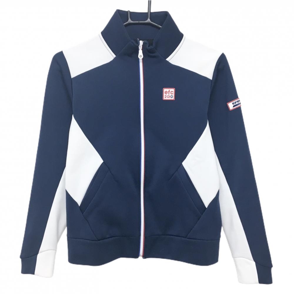 エフィカス ジャケット ネイビー×白 裏起毛 バイカラー  レディース L ゴルフウェア efficace