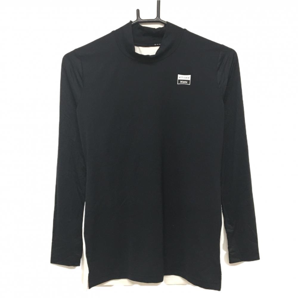 【新品】エフィカスブラン 長袖ハイネックシャツ 黒×白 シリコンロゴ  レディース M ゴルフウェア efficace
