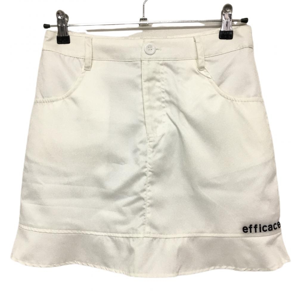 【新品】エフィカス スカート 白 裾ロゴ 内側インナーパンツ レディース M ゴルフウェア efficace