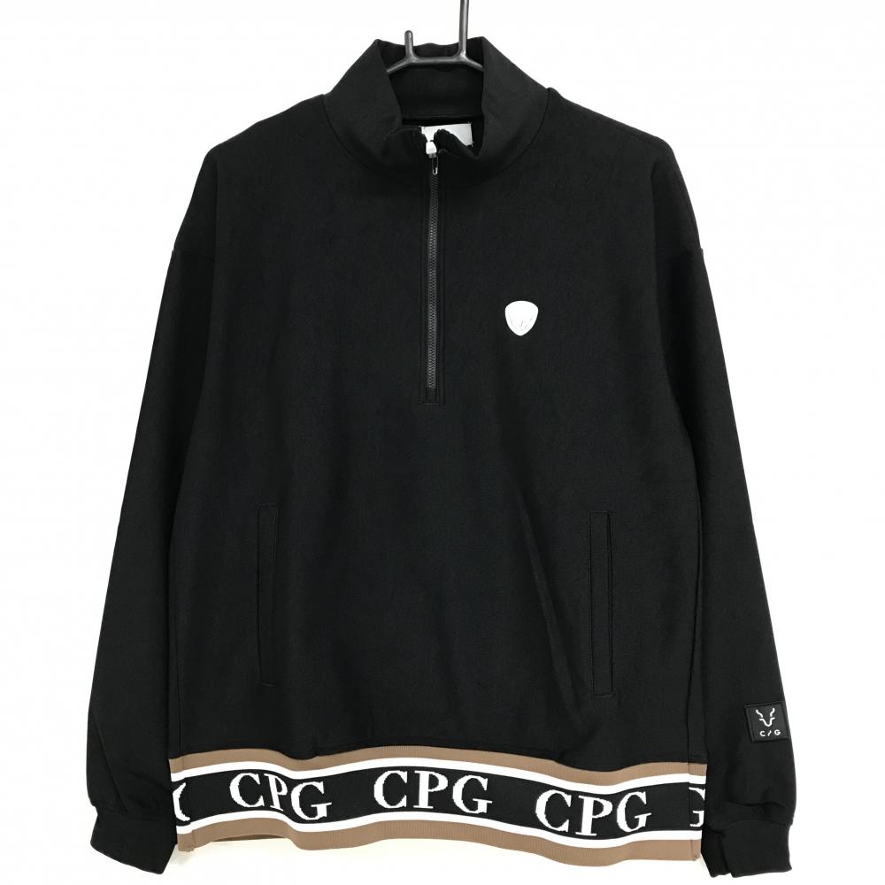 【新品】CPG ハイネックブルゾン 黒 ハーフジップ 立体ロゴ 裏微起毛 裾ロゴライン メンズ M ゴルフウェア 2024年モデル CPG