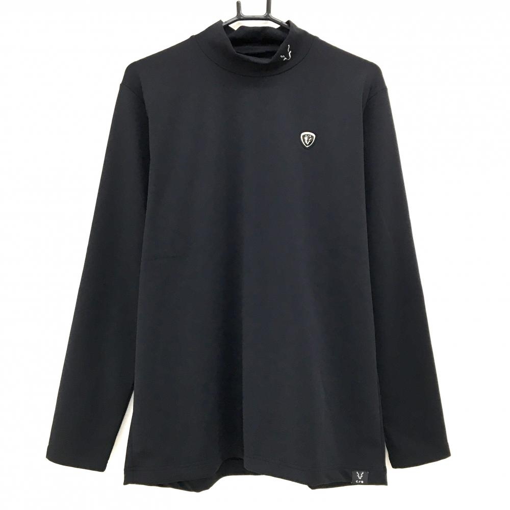 【新品】CPG 長袖ハイネックシャツ 黒×シルバー ストレッチ 裏微起毛 ストレッチ メンズ 4(XL) ゴルフウェア 2024年モデル CPG