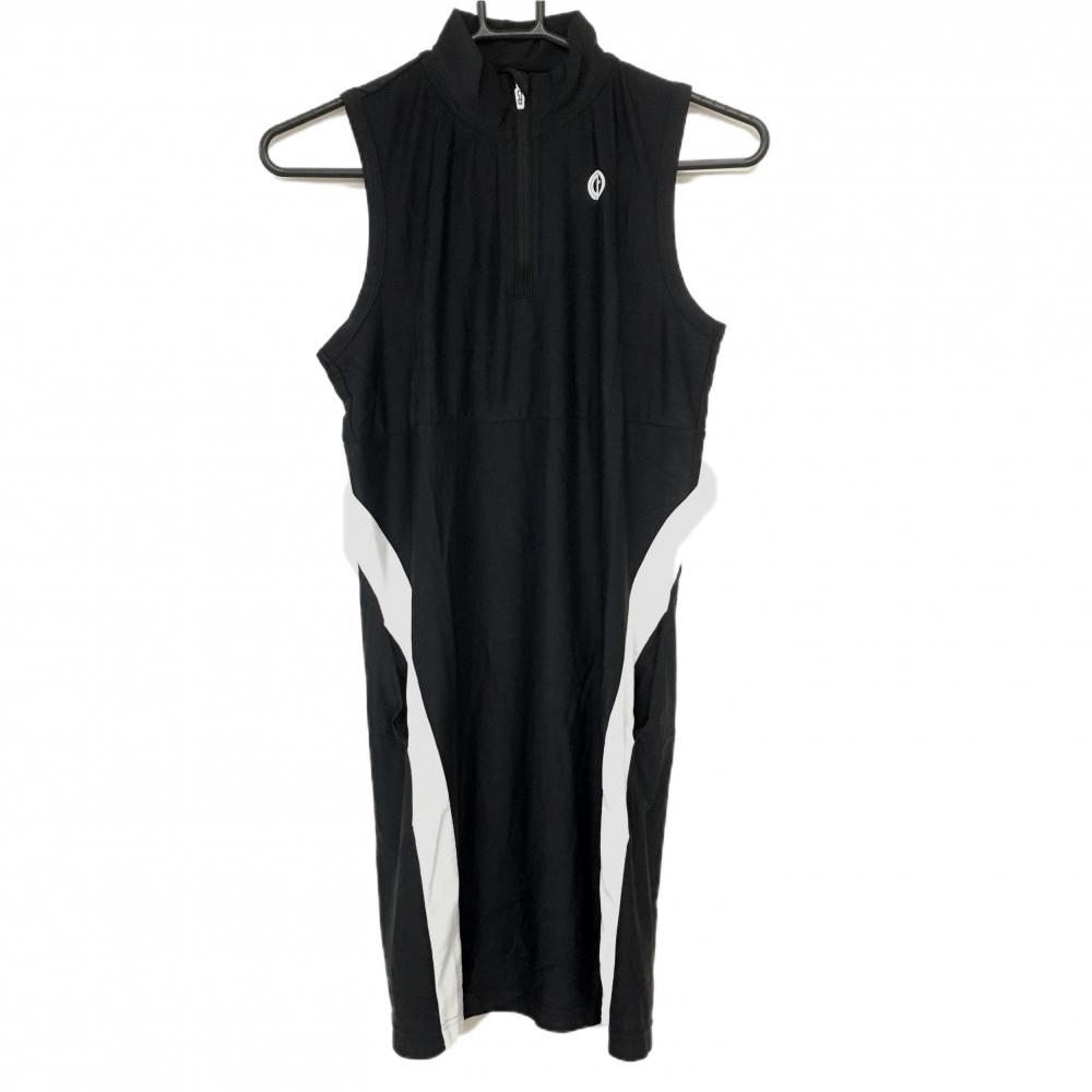 【超美品】CPG ノースリーブワンピース 黒×白 ハーフジップ ハイネック ストレッチ レディース 2(M) ゴルフウェア CPG
