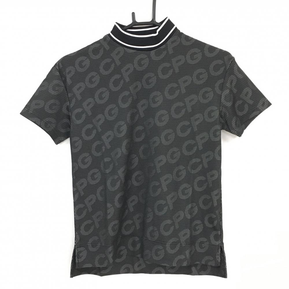 【新品】CPG 半袖ハイネックシャツ 黒×白 ロゴ総柄 レディース 2(M) ゴルフウェア 2025年モデル CPG