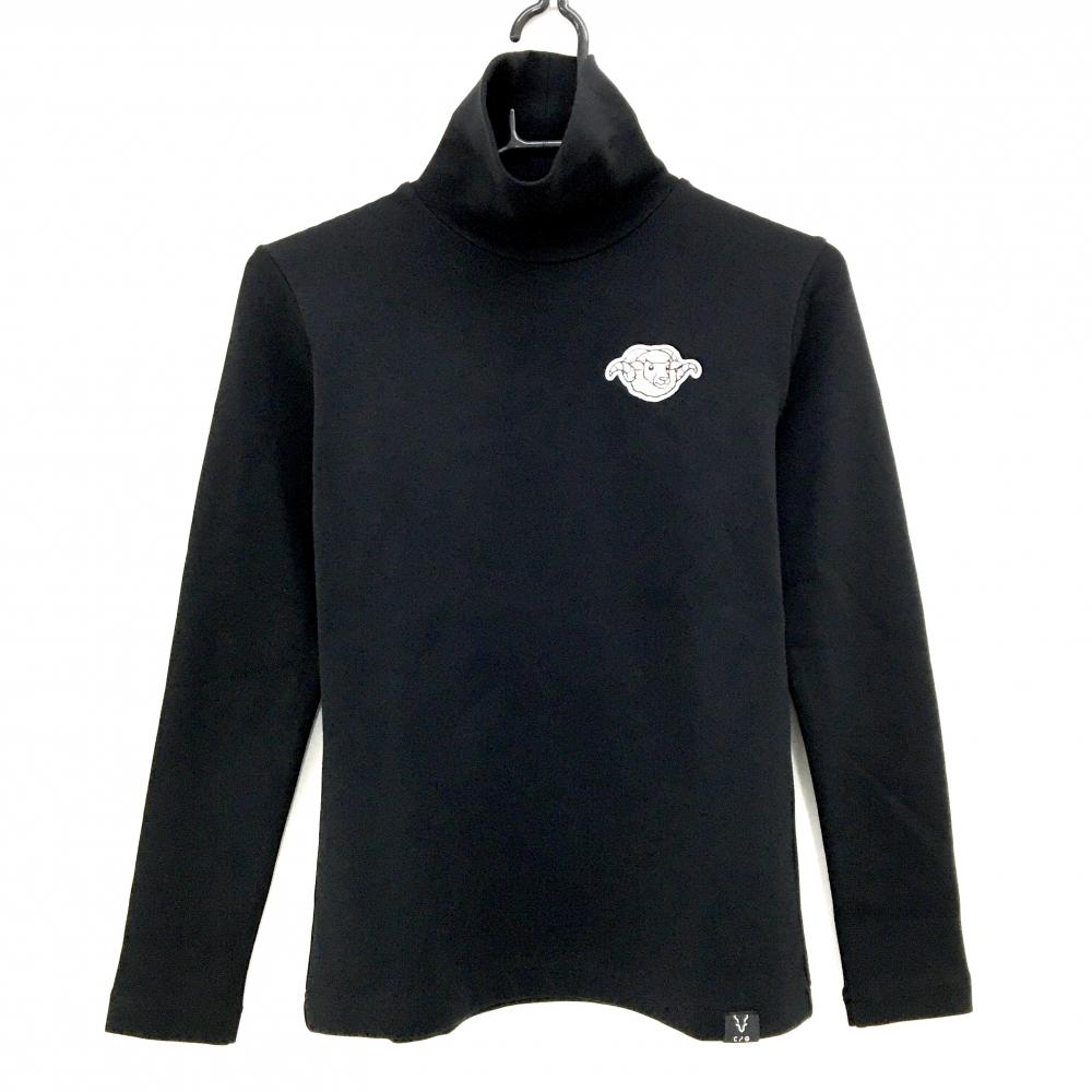 【新品】CPG 長袖タートルネックシャツ 黒×白 ヒツジワッペン LUX-WARM レディース 1(S) ゴルフウェア 2024年モデル CPG