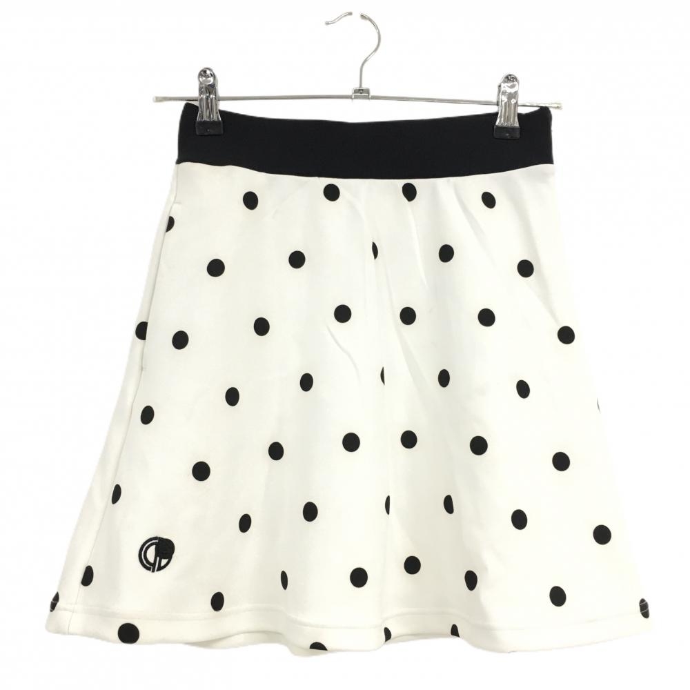 CPG ストレッチスカート 白×黒 ドット ウエストゴム  レディース 1(S) ゴルフウェア CPG