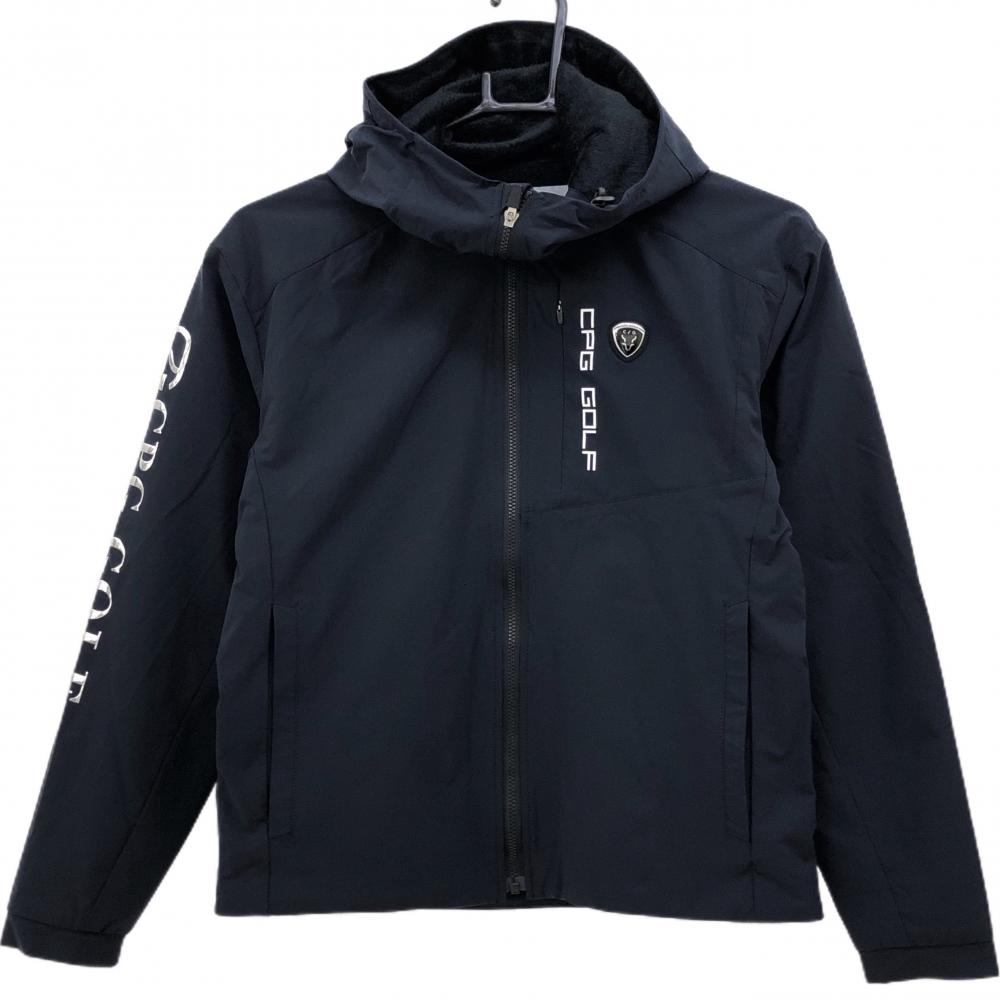 【新品】CPG フード付きジャケット ダークネイビー×シルバー 中綿一体型起毛裏地 立体ロゴ   レディース 1(S) ゴルフウェア CPG