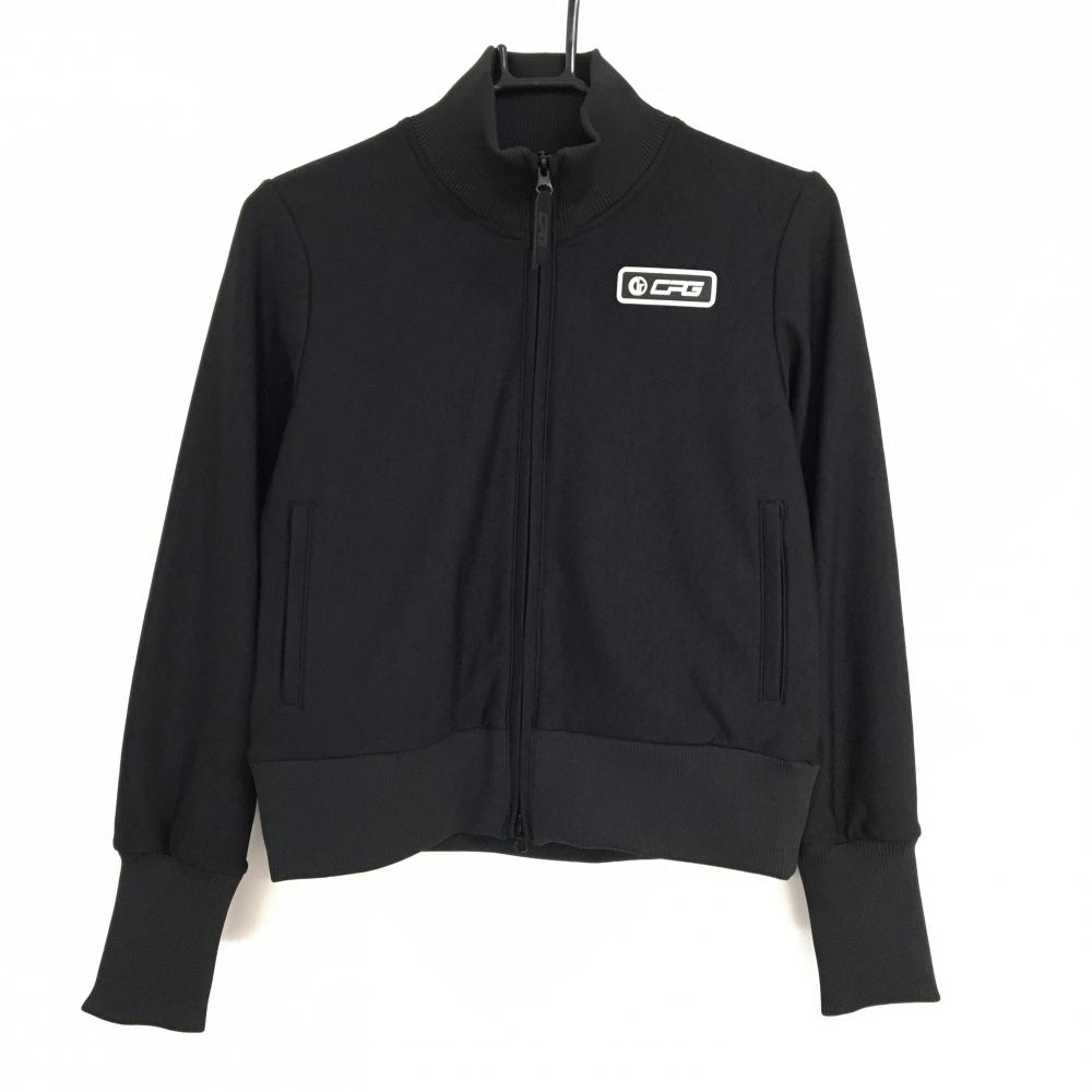 【美品】CPG ジャケットブルゾン 黒 胸ロゴ 地模様 裏地メッシュ レディース 2(M) ゴルフウェア CPG